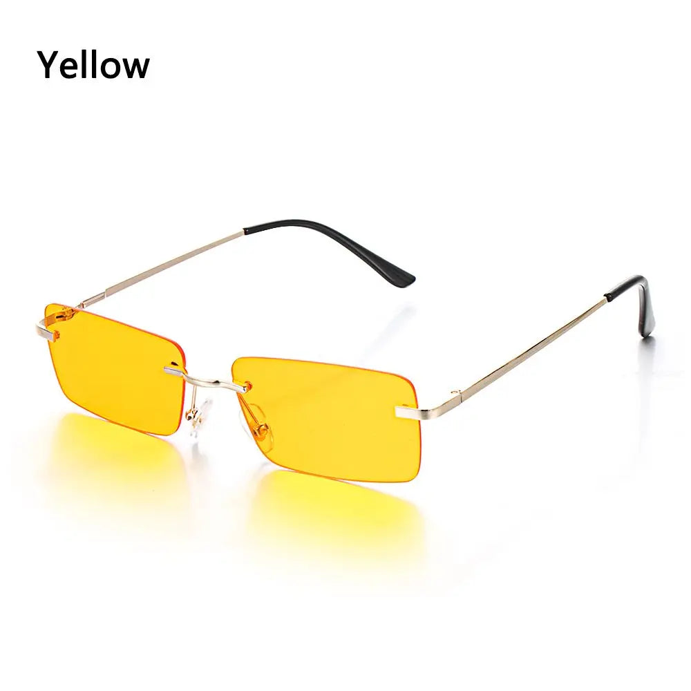 Luxury Design Eyeglasses UV400 Small Sun Glasses Rectangle Rimless Women Vintage Sunglasses Gradient Glasses
