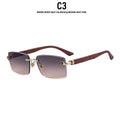 2026 Wooden Rimless Sunglasses Women Trendy Retro UV400 Protection Square Sunglass Men Brand Design Fashion Glasses Dropshipping