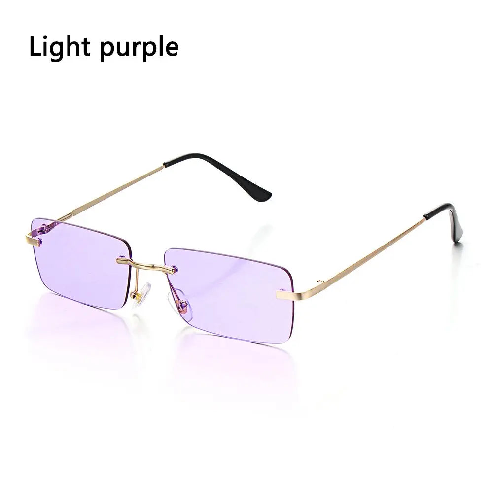 Luxury Design Eyeglasses UV400 Small Sun Glasses Rectangle Rimless Women Vintage Sunglasses Gradient Glasses