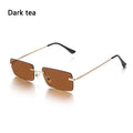 Luxury Design Eyeglasses UV400 Small Sun Glasses Rectangle Rimless Women Vintage Sunglasses Gradient Glasses