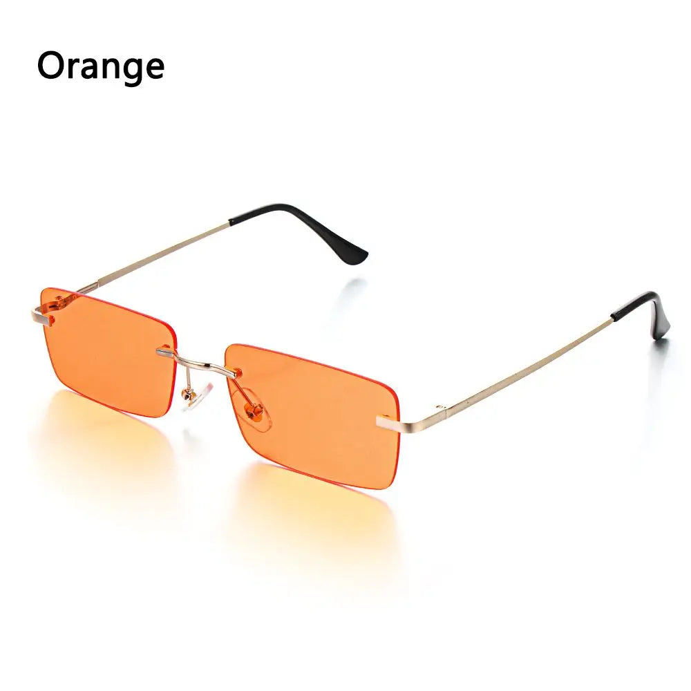 Luxury Design Eyeglasses UV400 Small Sun Glasses Rectangle Rimless Women Vintage Sunglasses Gradient Glasses