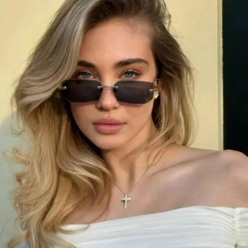 Veyra Rimless Rectangle Sunglasses — UV400 Protection