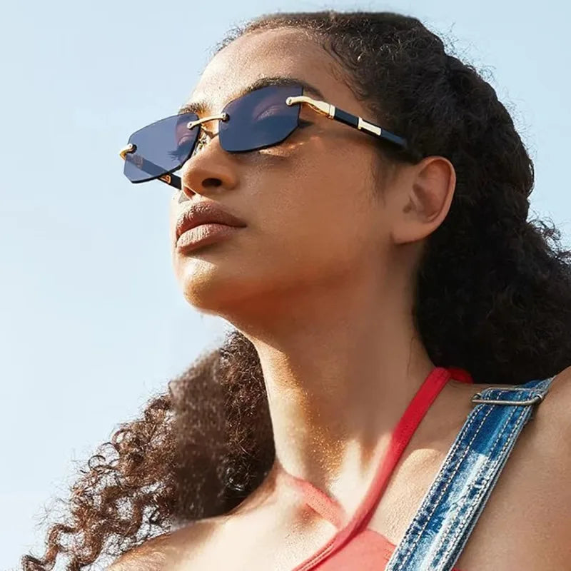 Veyra Rimless Rectangle Sunglasses — UV400 Protection